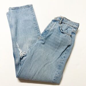 Reformation Womens Light Wash Tahoe Destroyed High Rise Straight Leg Jeans 25